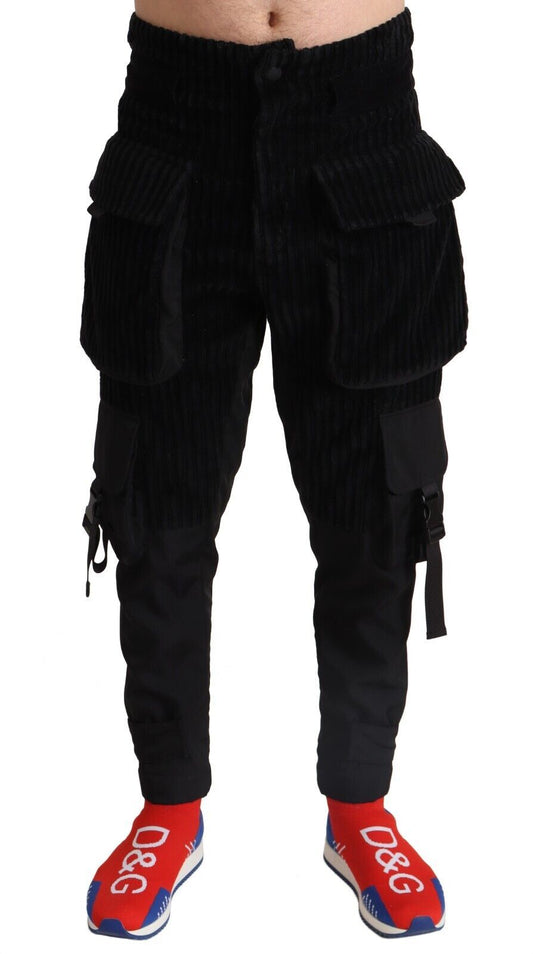 Pantalon cargo en sergé de coton noir et étroit de Dolce & Gabbana
