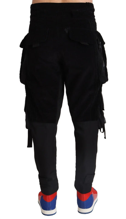 Pantalon cargo en sergé de coton noir et étroit de Dolce & Gabbana