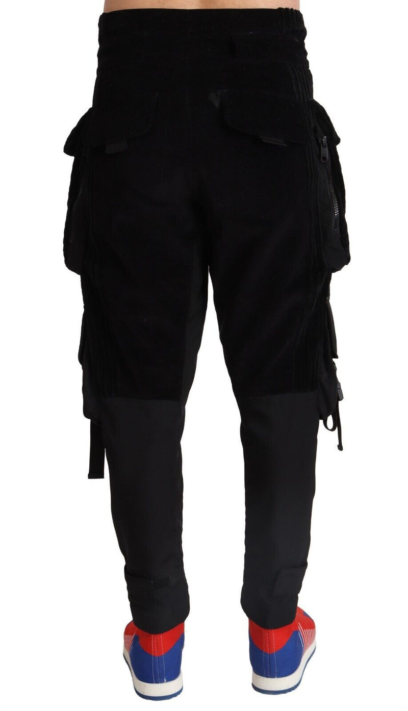 Pantalon cargo en sergé de coton noir et étroit de Dolce &amp; Gabbana