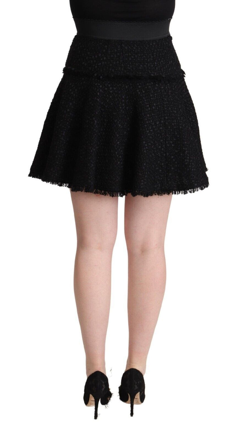 Dolce & Gabbana Jupe Mini A-line en Nylon Noir à Taille Haute