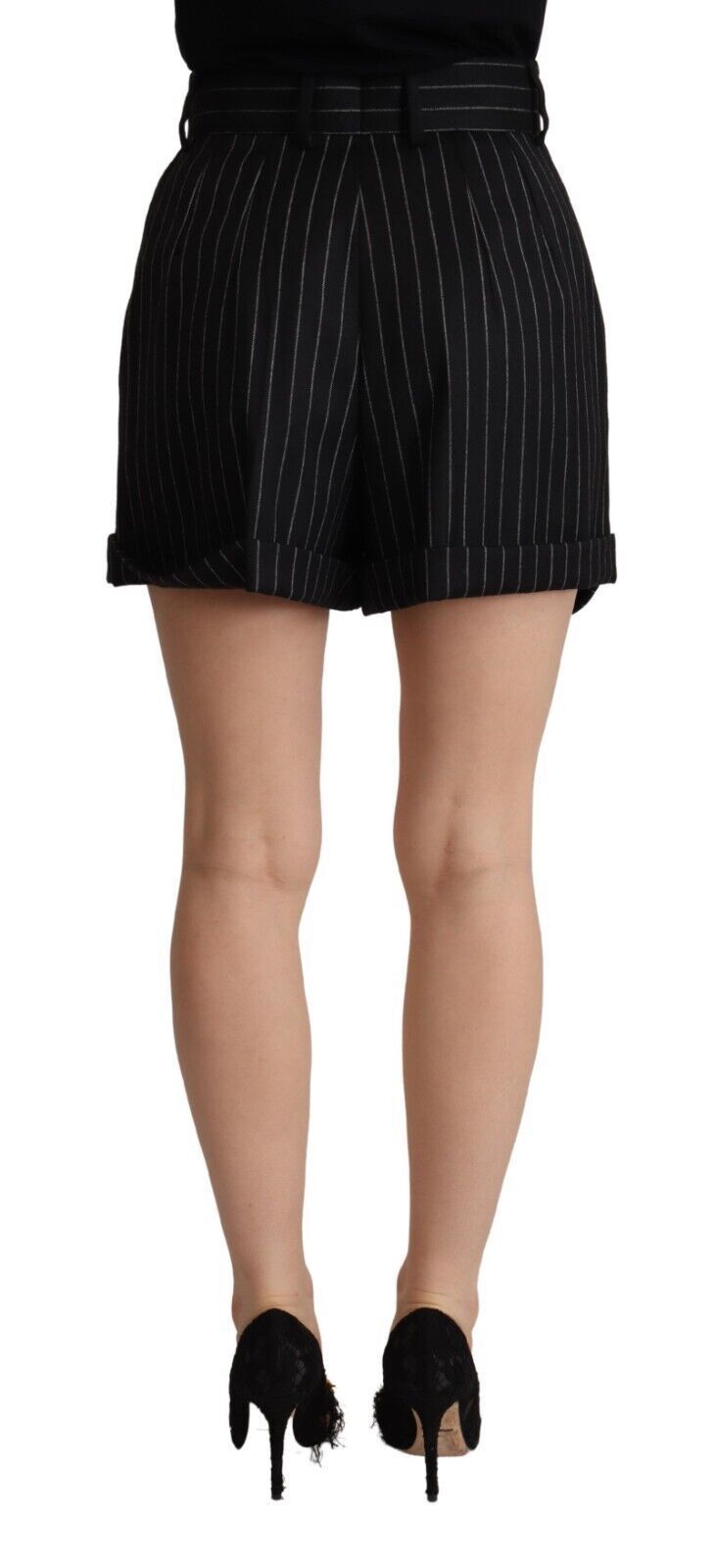 Dolce & Gabbana Bermuda Shorts en Laine à Rayures Noires