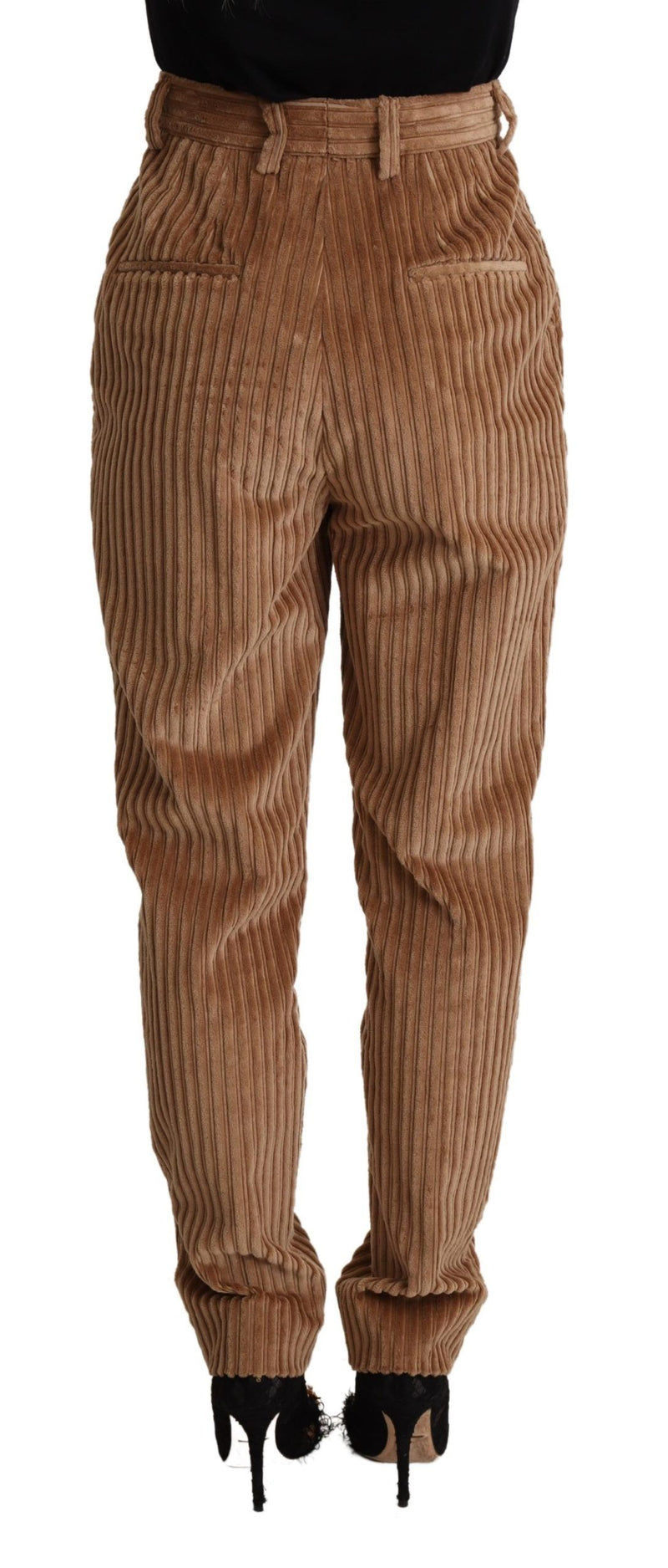 Dolce & Gabbana Pantalon Tapered en Velours Côtelé Marron