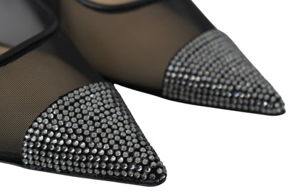 Escarpins en maille noire et cristaux, Jimmy Choo.