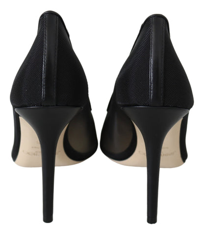 Escarpins en maille noire et cristaux, Jimmy Choo.