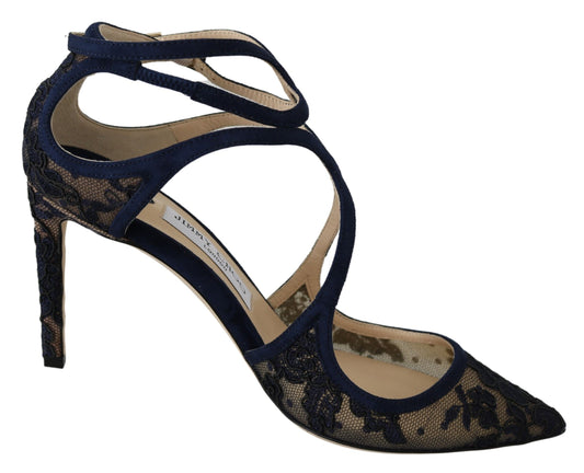 Jimmy Choo Navy Lancer leren pumps: elegantie ontketend.
