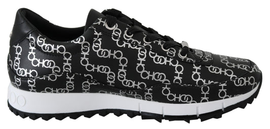 Sneakers en cuir noir et argent élégantes de Jimmy Choo