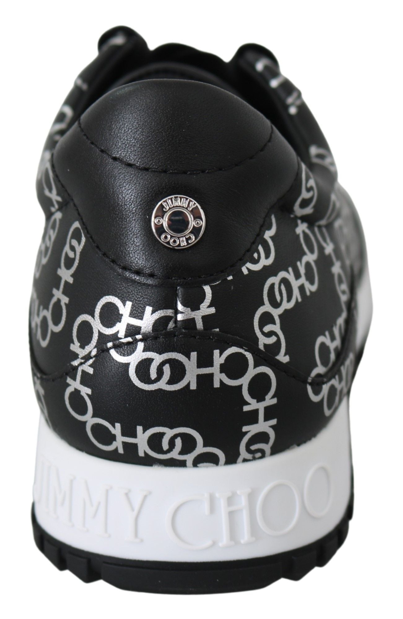 Jimmy Choo Elegante Zwarte &amp; Zilveren Lederen Sneakers