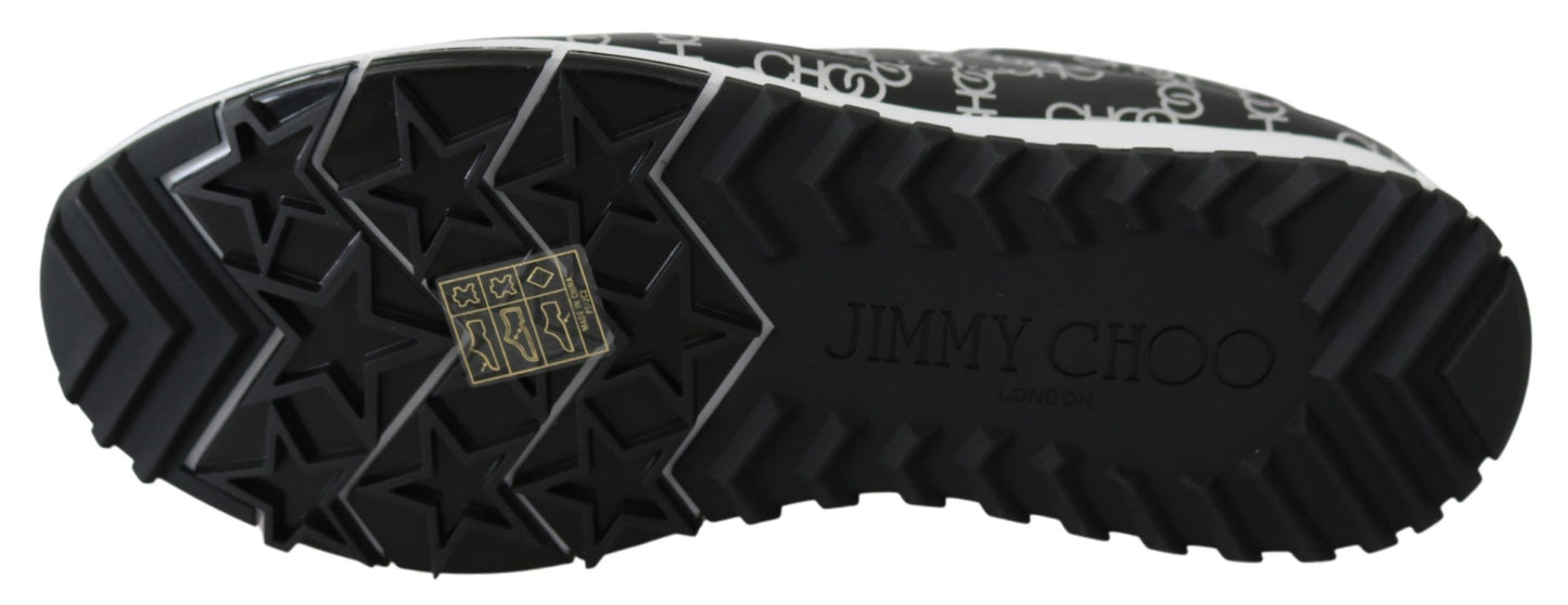 Jimmy Choo Elegante Zwarte &amp; Zilveren Lederen Sneakers