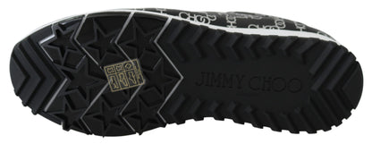 Jimmy Choo Elegante Zwarte &amp; Zilveren Lederen Sneakers