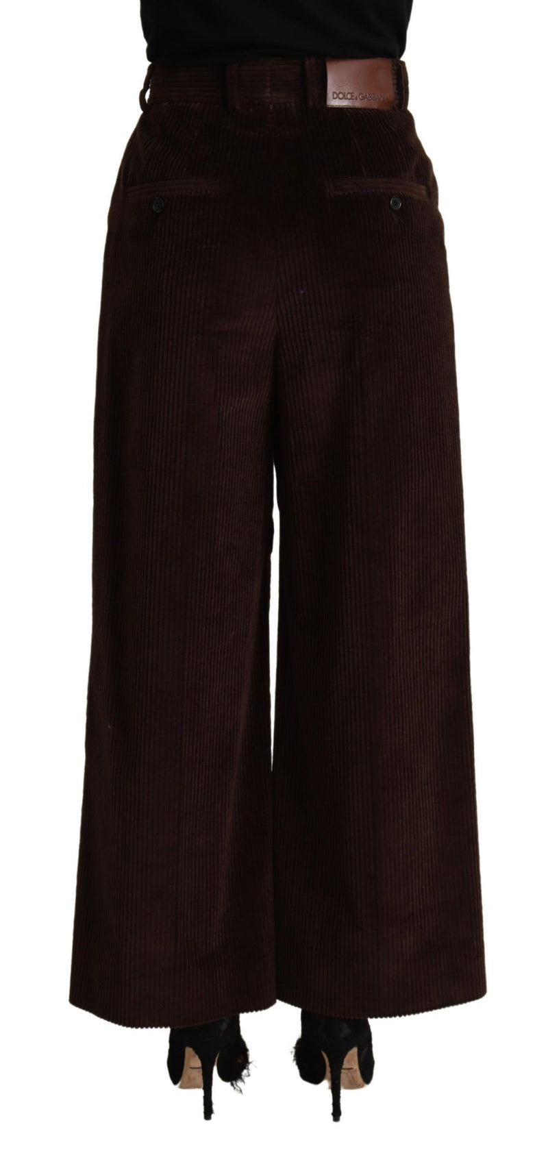 Dolce & Gabbana Pantalon Large Taille Haute Noir en Coton