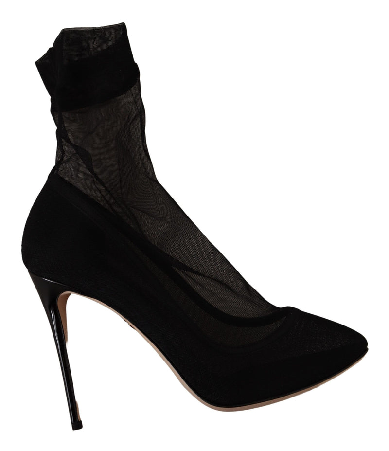 Dolce & Gabbana Black Stretch Tulle Boots - Authentiques et Élégants
