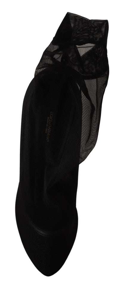 Bottines en tulle extensible noir Dolce & Gabbana