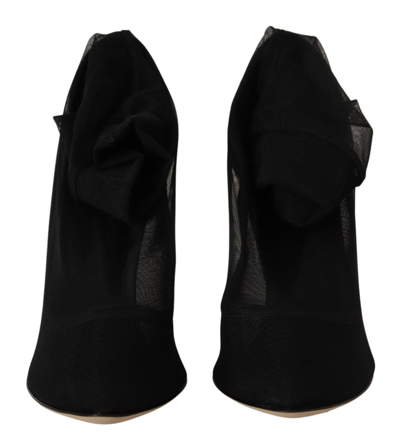 Dolce & Gabbana Black Stretch Tulle Boots - Authentiques et Élégants
