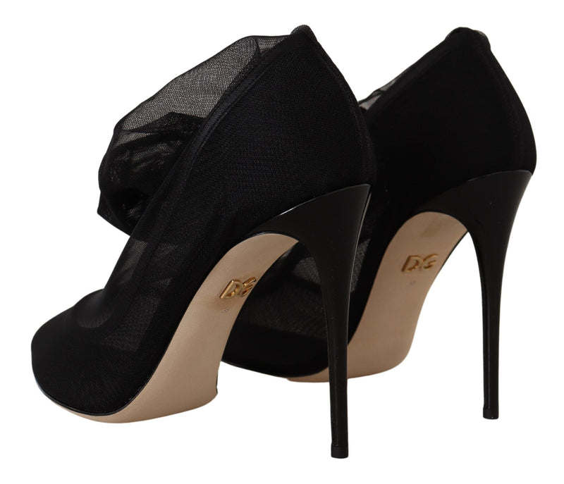Dolce & Gabbana Black Stretch Tulle Boots - Authentiques et Élégants