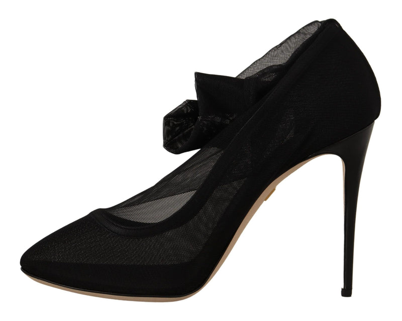 Dolce & Gabbana Black Stretch Tulle Boots - Authentiques et Élégants