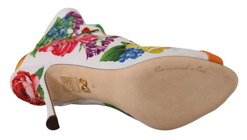 Dolce & Gabbana White Jersey Stretch Open Toe Heels