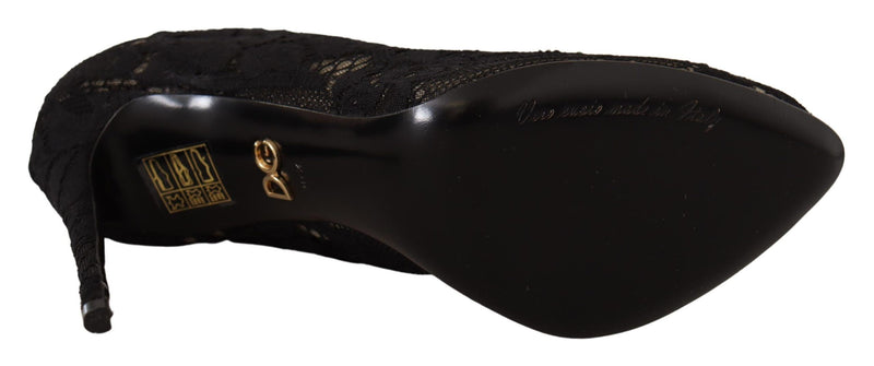 Dolce & Gabbana Black Stretch Socks Taormina Lace Boots
