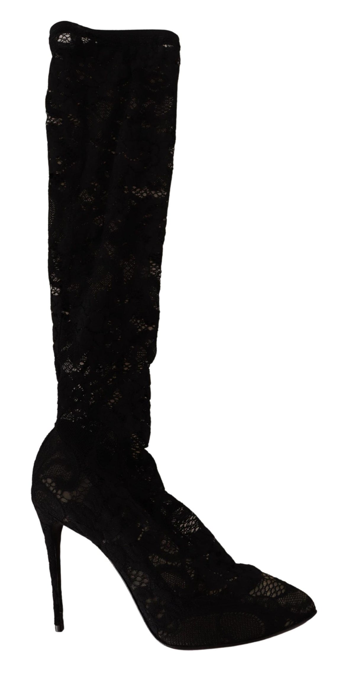 Dolce & Gabbana Black Stretch Socks Taormina Lace Boots