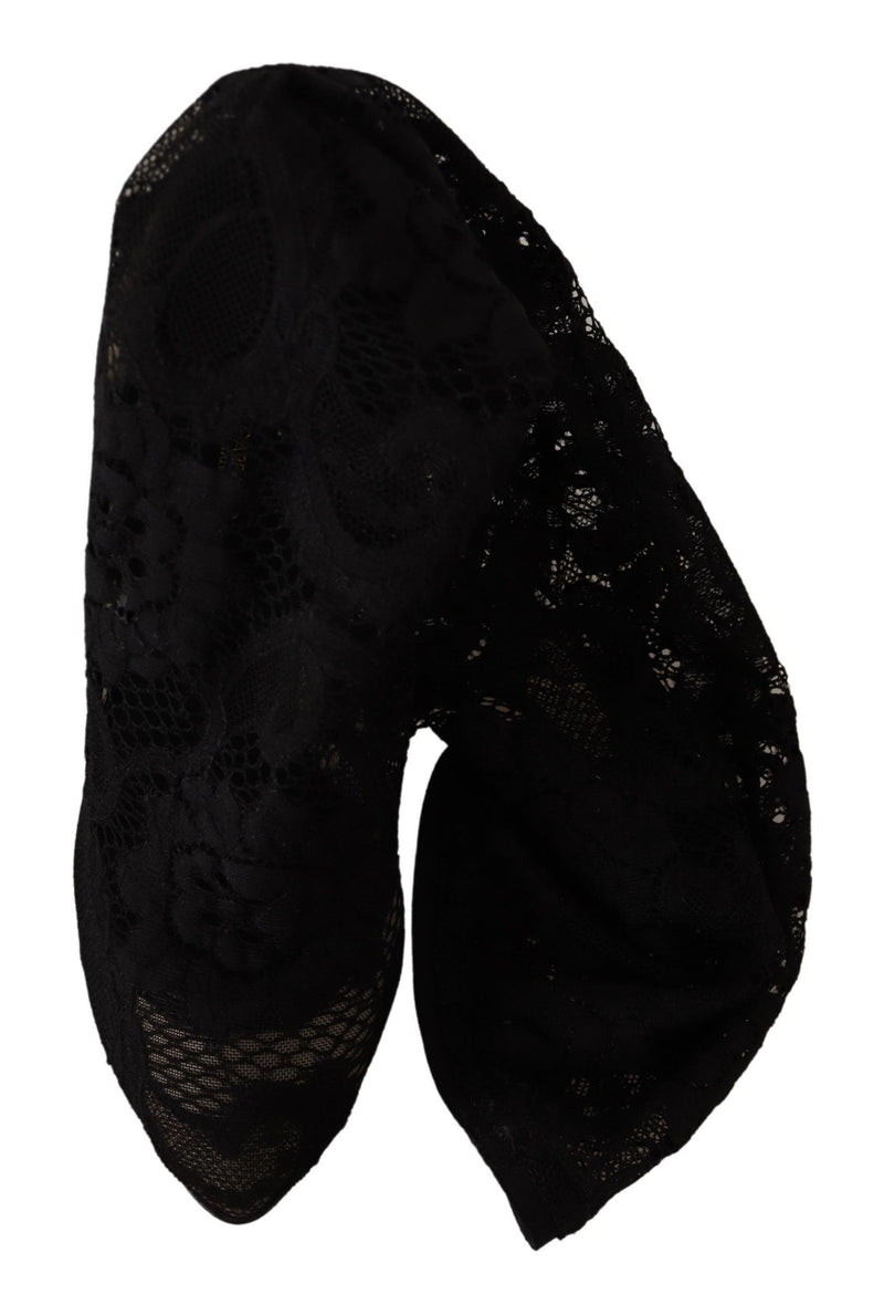 Dolce & Gabbana Black Stretch Socks Taormina Lace Boots