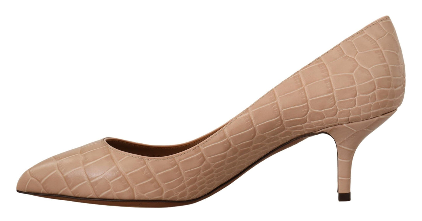 Escarpins à talons pointus en cuir beige Dolce & Gabbana