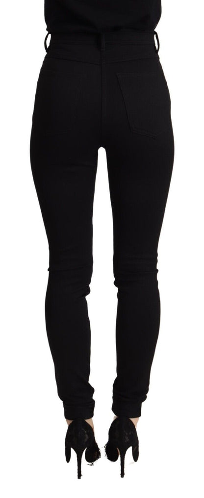 Pantalon noir taille haute, coupe skinny et ajustée de Dolce & Gabbana