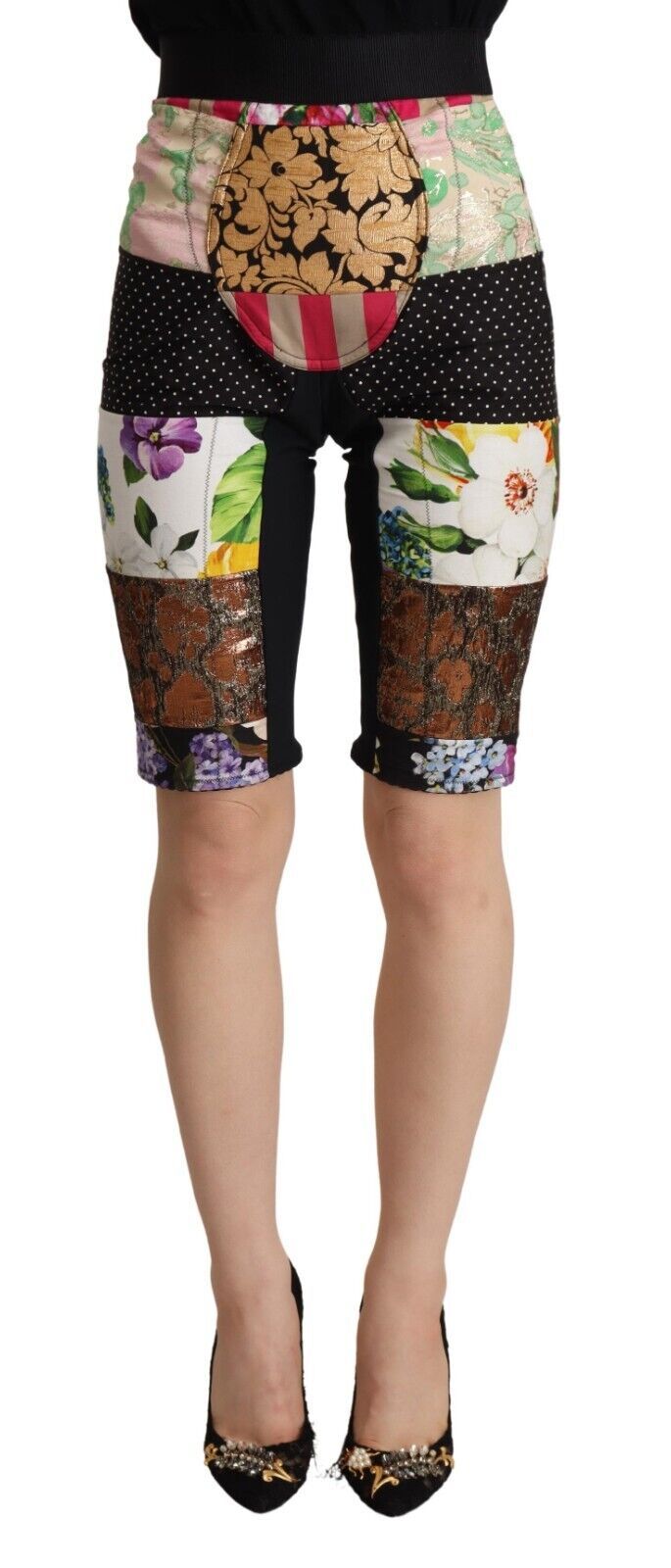 Dolce & Gabbana Cropped broek met patchworkmotief en hoge taille in meerdere kleuren