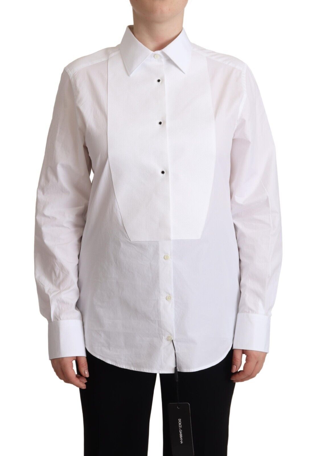 Dolce & Gabbana Chemise Blanche en Coton à Manches Longues