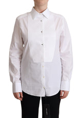 Dolce & Gabbana Chemise Blanche en Coton à Manches Longues