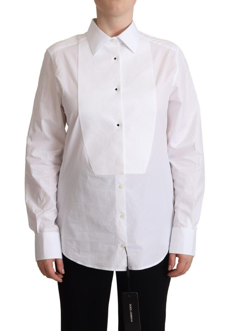 Dolce & Gabbana Chemise Blanche en Coton à Manches Longues