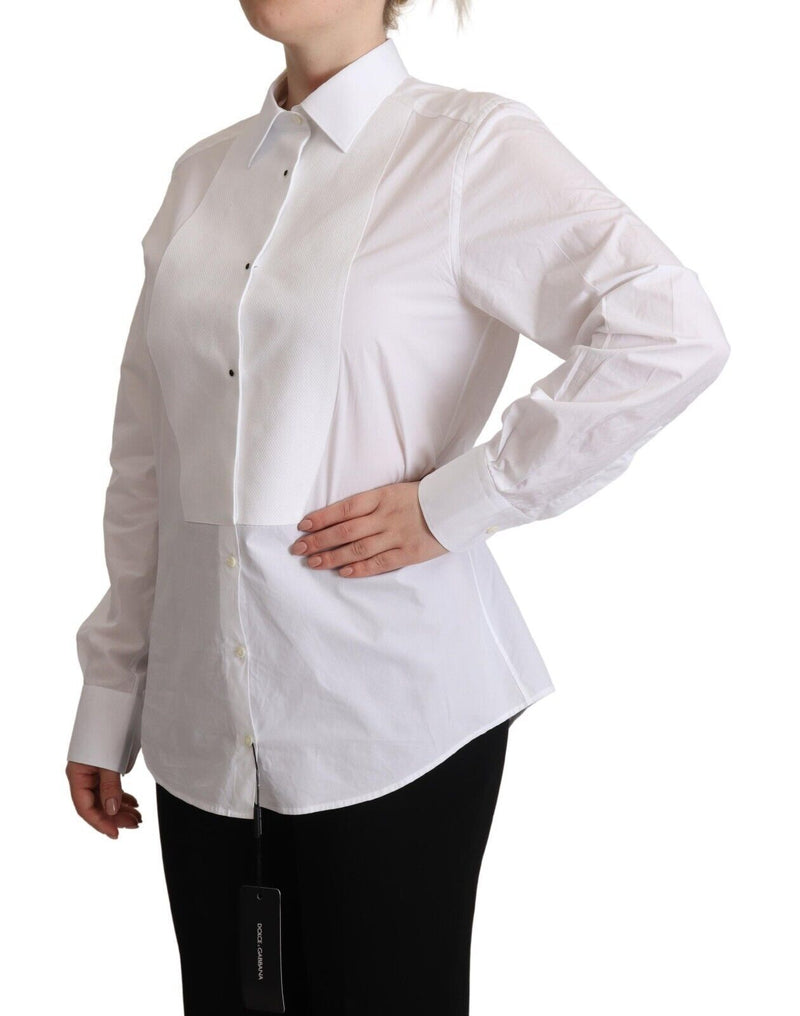 Dolce & Gabbana Chemise Blanche en Coton à Manches Longues