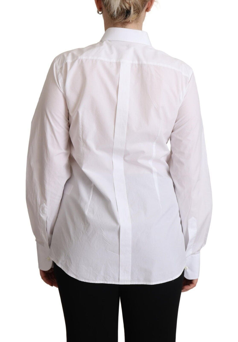 Dolce & Gabbana Chemise Blanche en Coton à Manches Longues