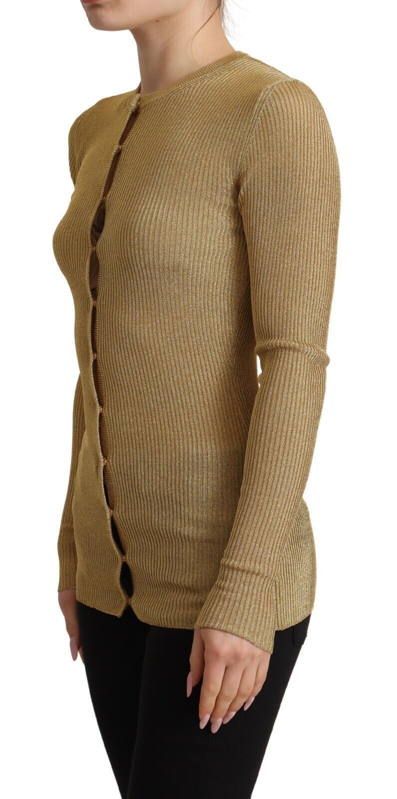 Dolce & Gabbana Cardigan en mélange de viscose doré avec boutons