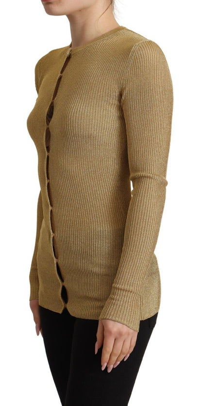 Dolce & Gabbana Cardigan en mélange de viscose doré avec boutons