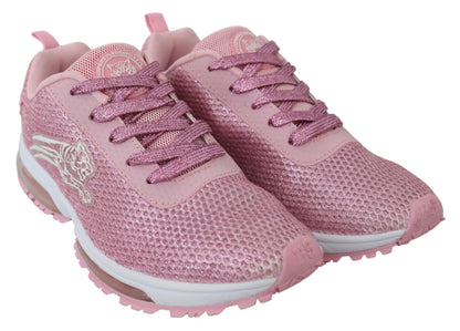 Sneakers Plein Sport Chic, rose poudré, fabrication artisanale.