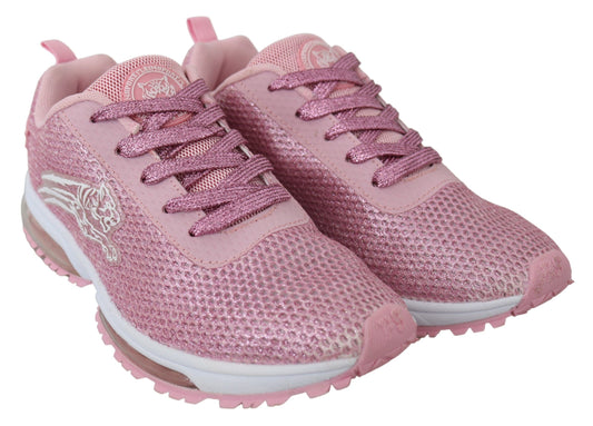 Sneakers Plein Sport Chic, rose poudré, fabrication artisanale.