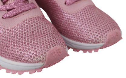 Sneakers Plein Sport Chic, rose poudré, fabrication artisanale.