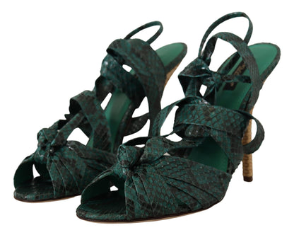 Sandales à talons hauts en python vert avec bride de Dolce & Gabbana