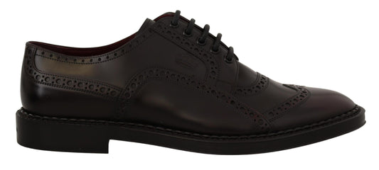 Chaussures habillées en cuir violet à bout en aile de marque Dolce & Gabbana