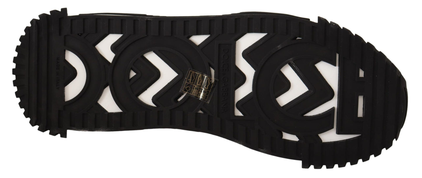 Dolce &amp; Gabbana Zwarte Grijze Stof Sneakers met Veters NS1