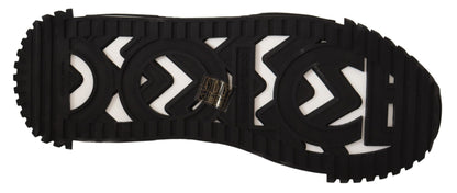 Dolce &amp; Gabbana Zwarte Grijze Stof Sneakers met Veters NS1
