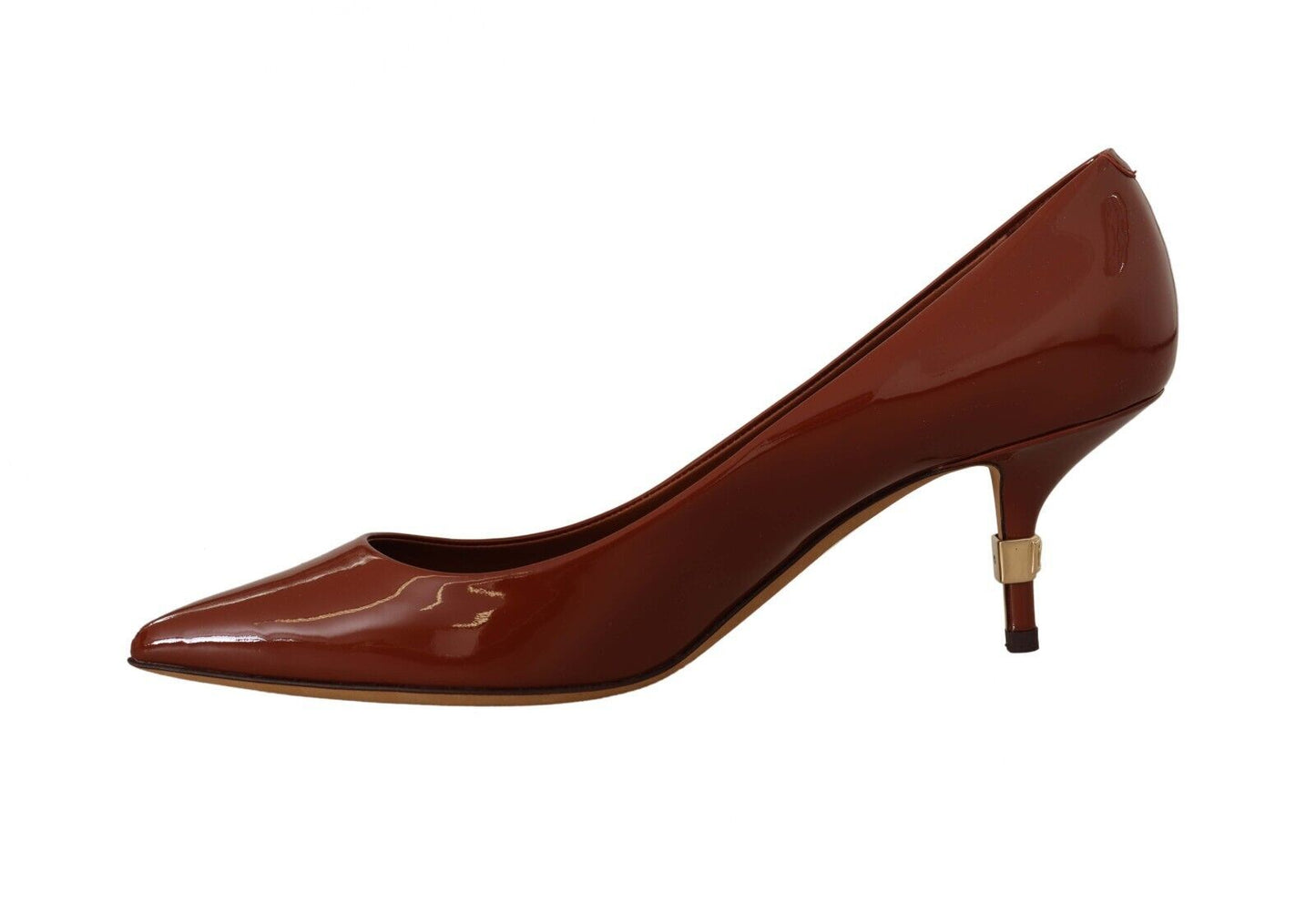 Escarpins en cuir verni marron à talons kitten de Dolce & Gabbana