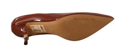 Escarpins en cuir verni marron à talons kitten de Dolce & Gabbana