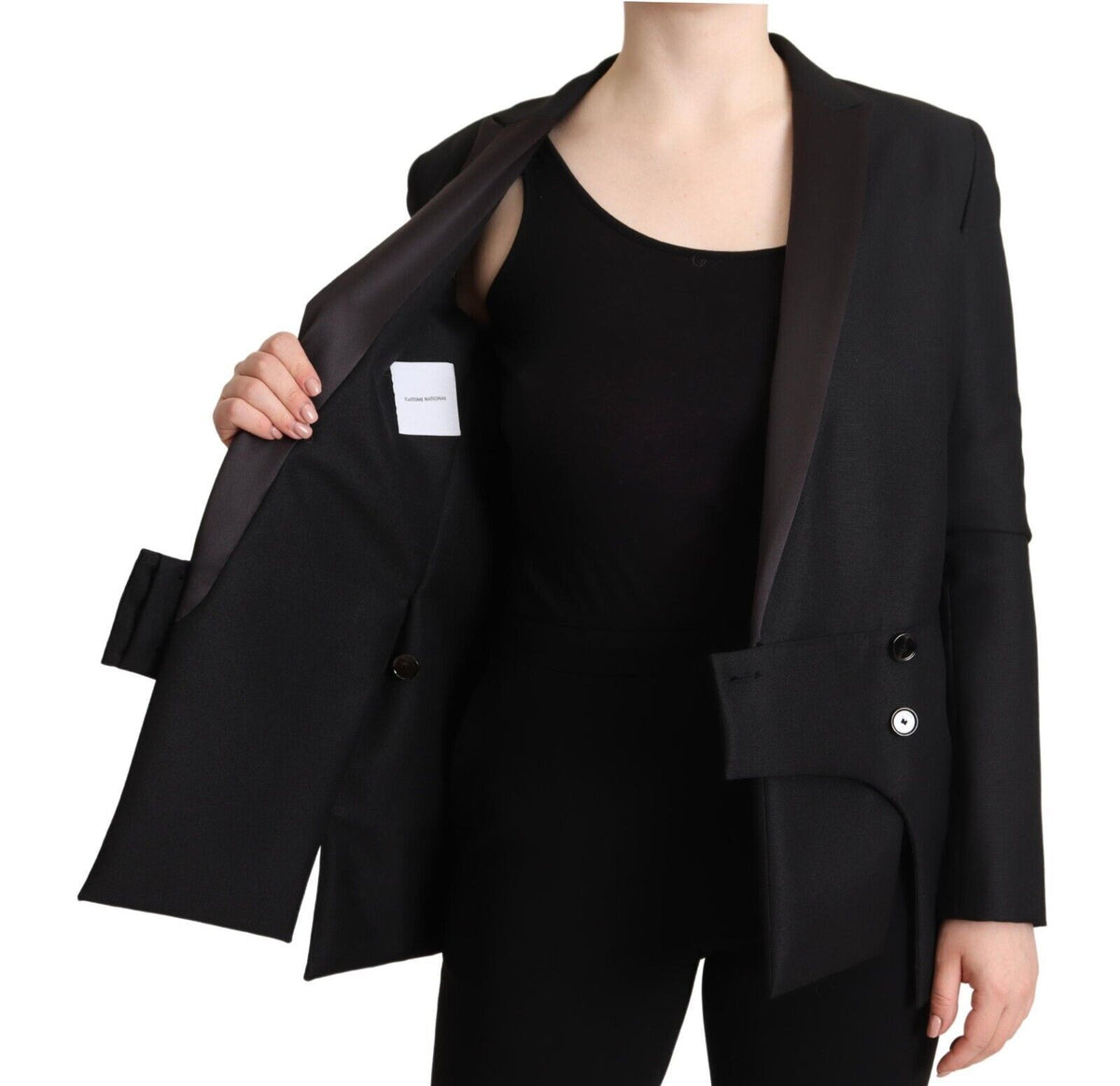 Costume National Veste Noire à Manches Longues Double Boutonnage