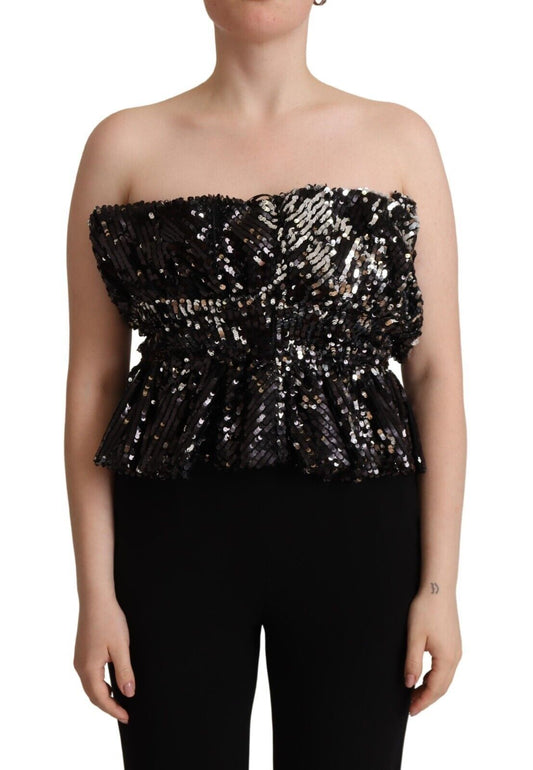 Aniye By Zwarte, met pailletten versierde, polyester cocktailblouse zonder bandjes