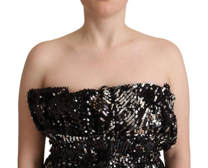Aniye By Zwarte, met pailletten versierde, polyester cocktailblouse zonder bandjes