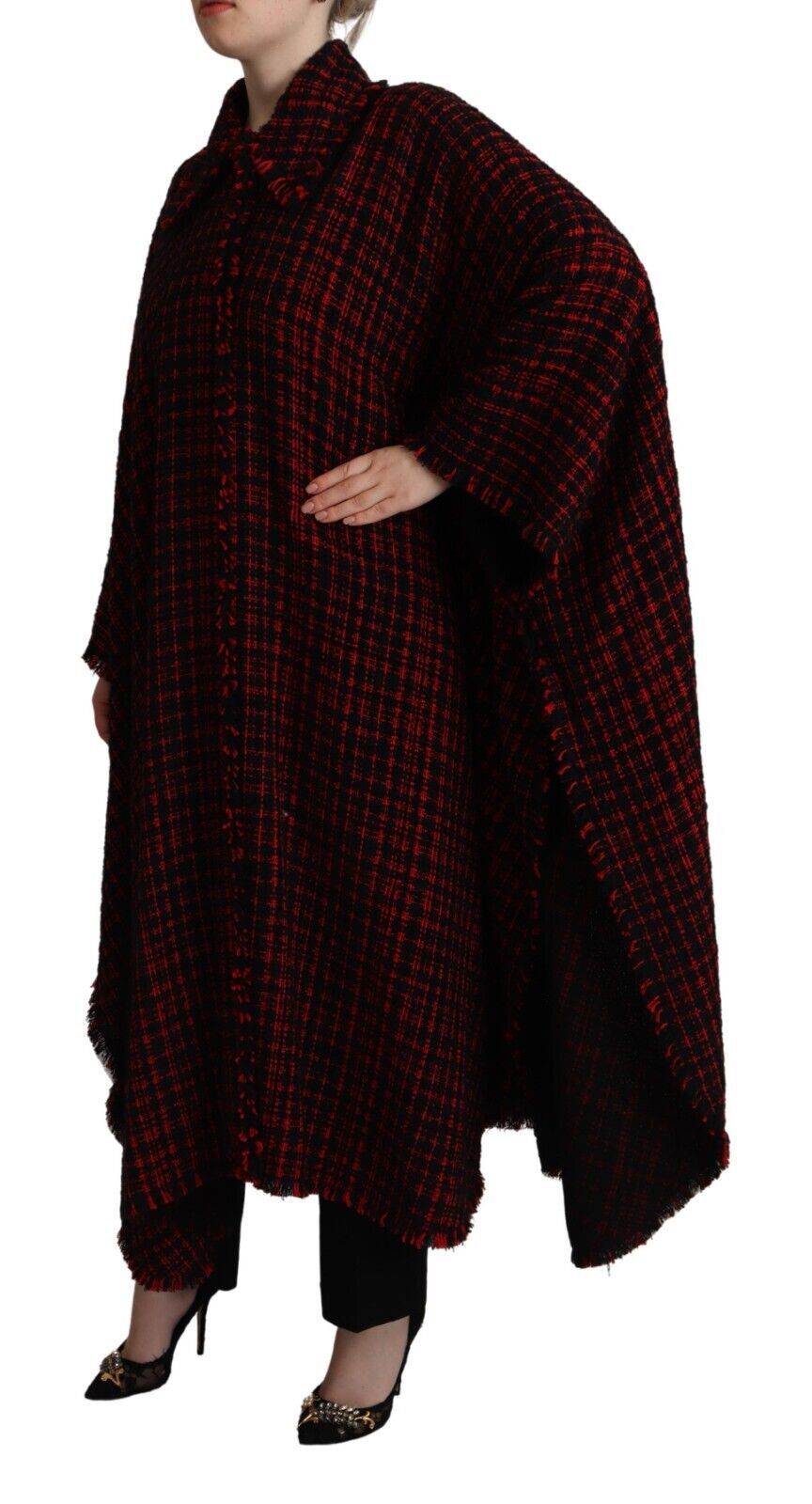 Dolce & Gabbana Black and Red Cotton Checkered Over Coat Jacket