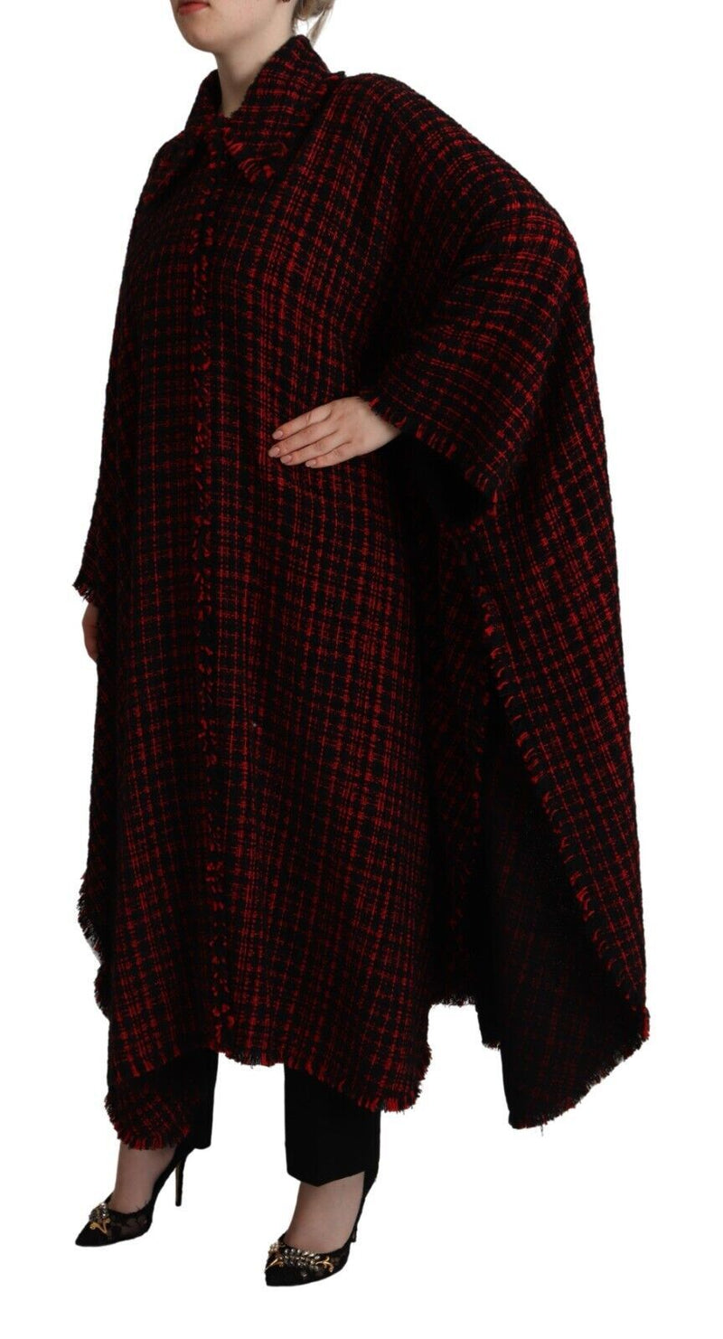 Dolce & Gabbana Black and Red Cotton Checkered Over Coat Jacket