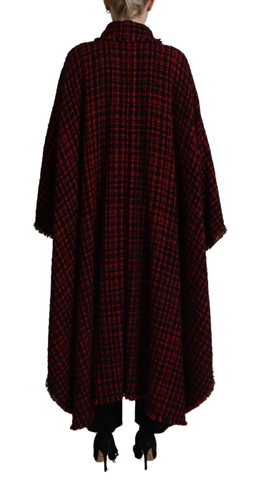 Dolce & Gabbana Black and Red Cotton Checkered Over Coat Jacket