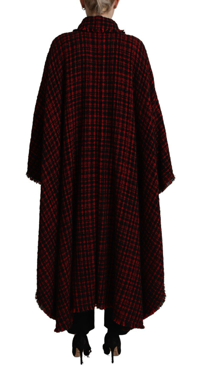 Dolce & Gabbana Black and Red Cotton Checkered Over Coat Jacket