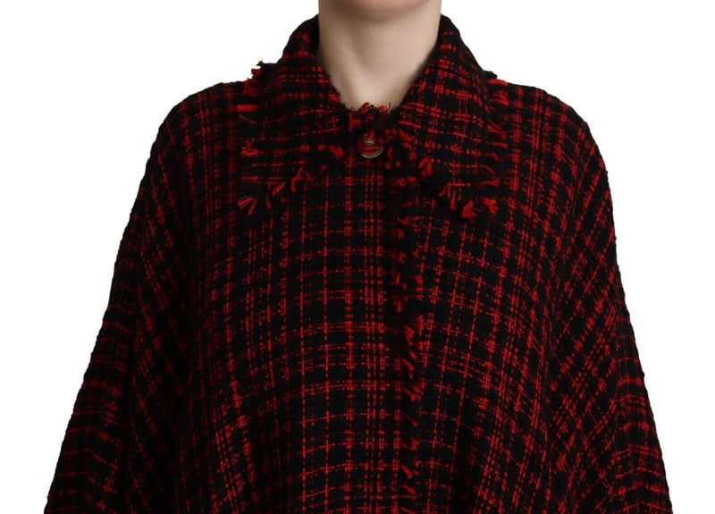 Dolce & Gabbana Black and Red Cotton Checkered Over Coat Jacket